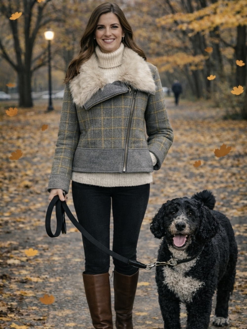 Banana Republic plaid bomber faux fur trim
